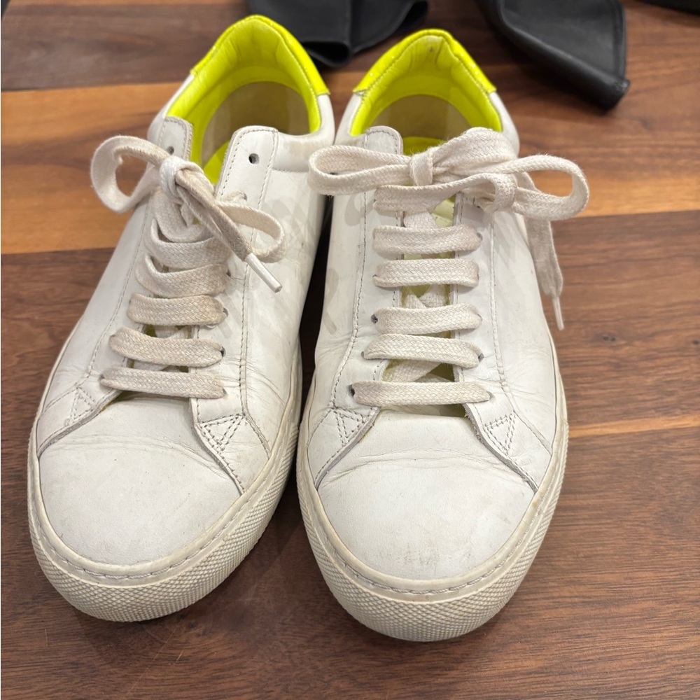 Givenchy White and Neon Yellow Women's Sneakers